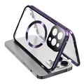 Yhteensopiva MagSafe Kotelo iPhone 15 Pro Magneettinen metallikehys + kaksipuolinen karkaistu lasi Puhelimen suojus solkilukolla - Violetti