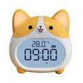 Corgi-koira-aiheinen LED-herätyskello yövalolla - keltainen