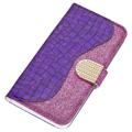 Croco Bling Series Samsung Galaxy A14 Lompakkokotelo - Violetti