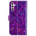 Croco Bling Series Samsung Galaxy A14 Lompakkokotelo - Violetti