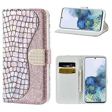 Croco Bling Series Samsung Galaxy S21 5G Lompakkokotelo