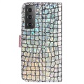 Croco Bling Series Samsung Galaxy S21 5G Lompakkokotelo - Ruusukulta