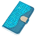 Croco Bling Series Samsung Galaxy A14 Lompakkokotelo - Sininen