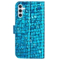 Croco Bling Series Samsung Galaxy A14 Lompakkokotelo - Sininen