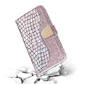 Croco Bling Series iPhone 12 Pro Max Lompakkokotelo - Ruusukulta