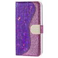 Croco Bling Series iPhone 14 Lompakkokotelo - Violetti