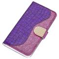 Croco Bling Series iPhone 14 Lompakkokotelo - Violetti