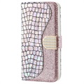 Croco Bling Samsung Galaxy A20e Lompakkokotelo - Hopea