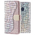 Croco Bling Samsung Galaxy A20e Lompakkokotelo - Hopea