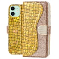 Croco Bling iPhone 11 Lompakkokotelo - Kulta