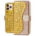 Croco Bling iPhone 11 Pro Max Lompakkokotelo - Kulta