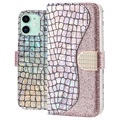 Croco Bling iPhone 11 Lompakkokotelo - Hopea