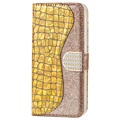 Croco Bling Series iPhone 13 Mini Lompakkokotelo - Kulta