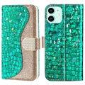 Croco Bling Series iPhone 13 Mini Lompakkokotelo - Vihreä