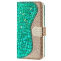 Croco Bling Series iPhone 13 Mini Lompakkokotelo - Vihreä