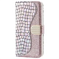 Croco Bling Series iPhone 13 Mini Lompakkokotelo - Ruusukulta