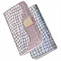 Croco Bling Series iPhone 13 Mini Lompakkokotelo - Ruusukulta
