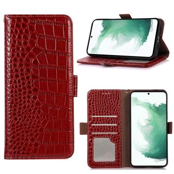 Crocodile Samsung Galaxy A14/A14 5G Lompakkomallinen Nahkakotelo kanssa RFID - Punainen