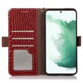 Crocodile Samsung Galaxy A14/A14 5G Lompakkomallinen Nahkakotelo kanssa RFID - Punainen