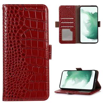 Crocodile Samsung Galaxy A04 Lompakkomallinen Nahkakotelo kanssa RFID - Punainen