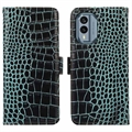 Crocodile Nokia X30 Lompakkomallinen Nahkakotelo kanssa RFID - Vihreä