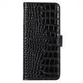 Crocodile Huawei Mate 50 Pro Lompakkomallinen Nahkakotelo kanssa RFID - Musta