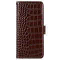 Nokia G42 Crocodile Lompakkomallinen Nahkakotelo kanssa RFID - Ruskea