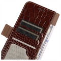 Nokia G42 Crocodile Lompakkomallinen Nahkakotelo kanssa RFID - Ruskea