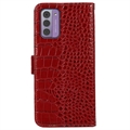 Nokia G42 Crocodile Lompakkomallinen Nahkakotelo kanssa RFID - Punainen