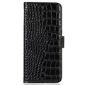Crocodile Huawei Mate 50 Lompakkomallinen Nahkakotelo kanssa RFID - Musta