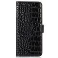 Crocodile Motorola Edge 30 Neo Lompakkomallinen Nahkakotelo kanssa RFID - Musta