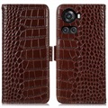 Crocodile OnePlus Ace, OnePlus 10R Lompakkomallinen Nahkakotelo kanssa RFID - Ruskea