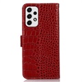 Crocodile Samsung Galaxy A53 5G Lompakkomallinen Nahkakotelo kanssa RFID - Punainen