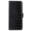Crocodile Samsung Galaxy M33 Lompakkomallinen Nahkakotelo kanssa RFID - Musta