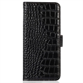 Crocodile Sony Xperia 5 IV Lompakkomallinen Nahkakotelo kanssa RFID - Musta