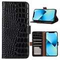 Crocodile iPhone 14 Lompakkomallinen Nahkakotelo kanssa RFID