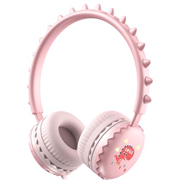Suloinen Dinosaurus Stereo Lasten Kuulokkeet Y18 - 3.5mm - Pinkki