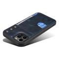 Denior Waxy iPhone 14 Pro Nahkapinnoitettu Suojakuori - Sininen