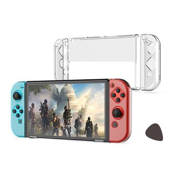 DOBE TNS-1133B 3-in-1 irrotettava PC läpinäkyvä suojakotelo pudotuksen kestävä kuori Nintendo Switch OLED vasen/oikea kahvat isäntä