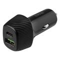 Deltaco Fast Charging Dual USB -autolaturi - 36W - musta