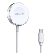 Deltaco magneettinen langaton laturi Apple Watchille/Samsung Galaxy Watchille - valkoinen