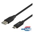 Deltaco USB 2.0 - USB-C kaapeli - 1m/3A - musta