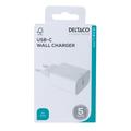 Deltaco USB-C-seinälaturi Power Delivery -virtalähteellä - 20W - valkoinen