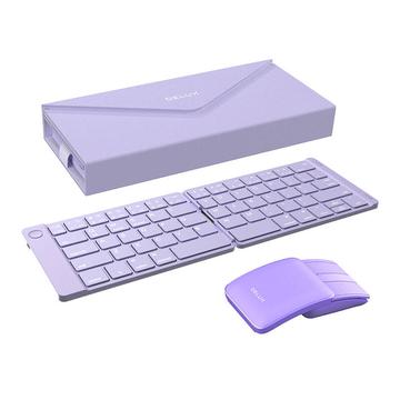 Delux KF10 taittuva langaton näppäimistö ja MF10PRO hiirisetti - violetti