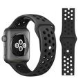 Kaksivärinen Apple Watch Series 9/8/SE (2022)/7/SE/6/5/4/3/2/1 Silikoninen Urheiluhihna - Musta
