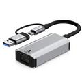 Kaksoisliitäntäinen USB-C/USB 3.0 RJ45 Gigabit Ethernet -sovitin - Kompakti Plug & Play LAN-muunnin