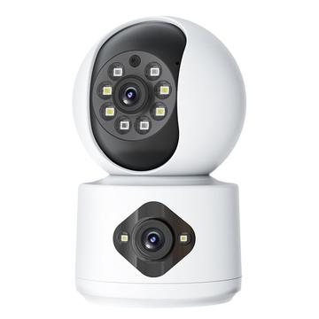 Kaksilinssinen 4MP WiFi-turvakamera, jossa on 360-seuranta, kaksisuuntainen ääni