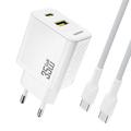 Dudao A27 MaxC 35W GaN seinälaturi USB-C-kaapelilla - Valkoinen