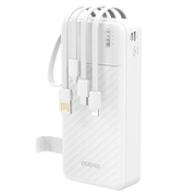 Dudao K11 Pro 20000mAh Powerbank sisäänrakennetuilla kaapeleilla - Valkoinen