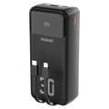 Dudao K15MAX 30000mAh Power Bank - 22.5W PD & QC pikalataus, sisäänrakennettu USB-C ja Lightning-kaapelit - musta